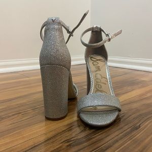 Sam Edelman Yaro Ankle-Strap Metallic Sandals Silver Womens Size 7